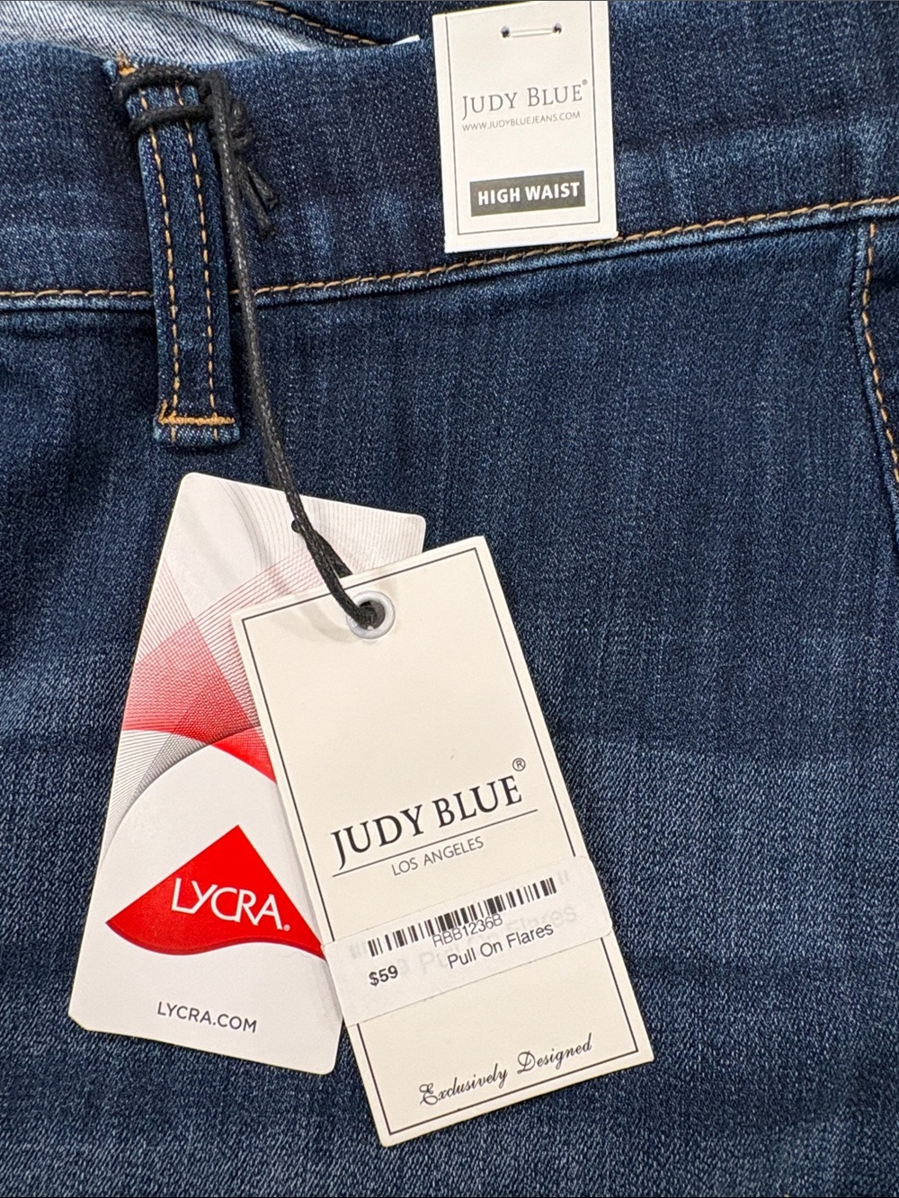 Judy Blue 16W Pull on Flare Dark Blue Stretch Jeans - Picture 2 of 2